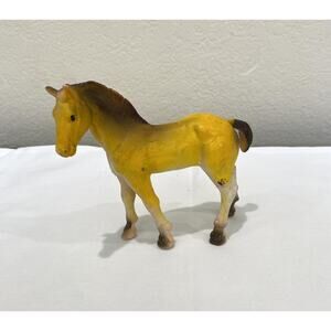 Imperial Toy Plastic Horse 1975 Yellow Brown White 4”
